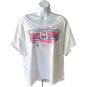 Boyz N The Hood Airbrush Graffiti Tee White Slouchy Off-Shoulder XL Y2K
